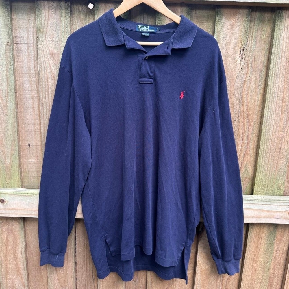 *SOLD* Polo Ralph Lauren navy blue long sleeve polo shirt Size Lg